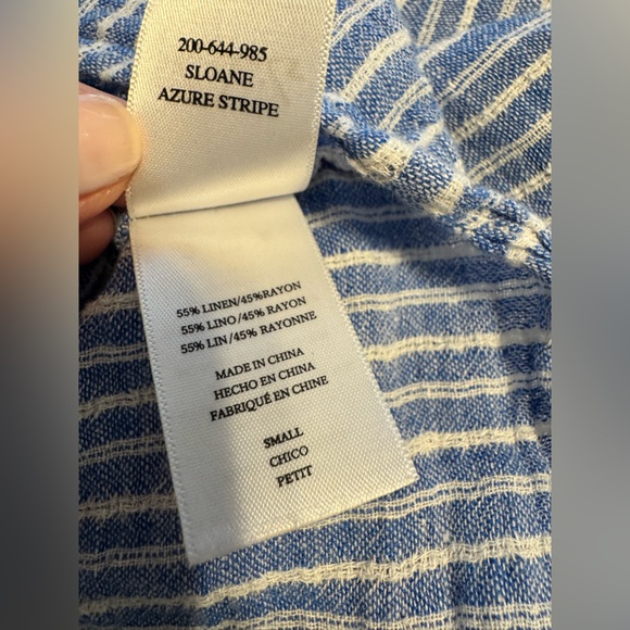 Rails Sloan Azure Blue and White Striped Button-Up Women's Top, Small - Picture 5 of 9